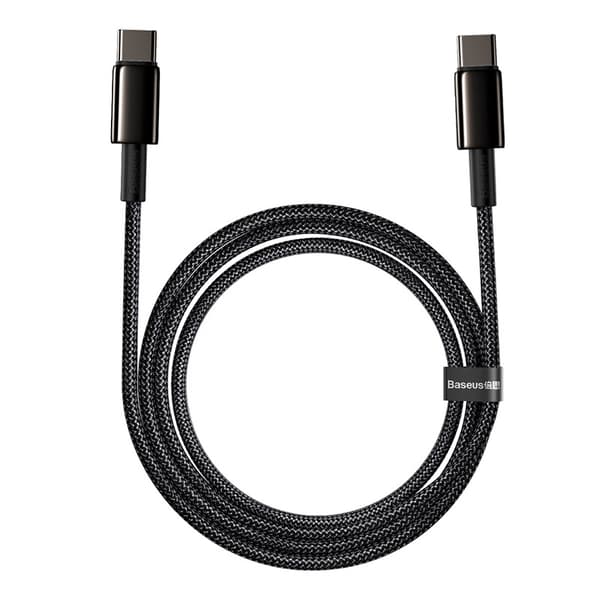 Baseus Tungsten Gold USB-C - USB-C -kaapeli, 100W, 2m (musta)
