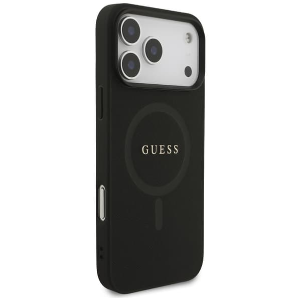 Guess Saffiano Classic Logo MagSafe-etui til iPhone 17 Pro Max, sort