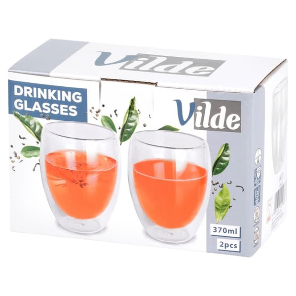 TERMOGLAS 2 stk. 370 ml DOBBELTVÆGGET TIL KAFFE OG TE 139820