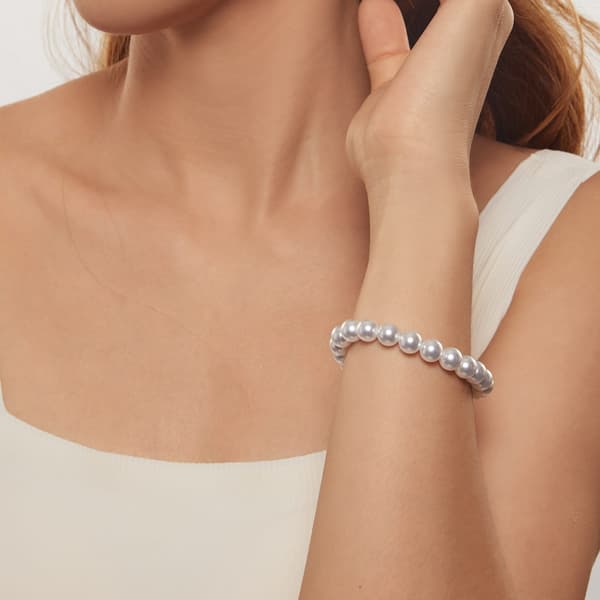 Silverarmband med pärlor, 925 silver, storlek L