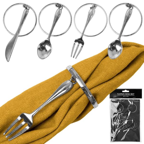 Servettringar metall silver bestick 4 cm 4 st