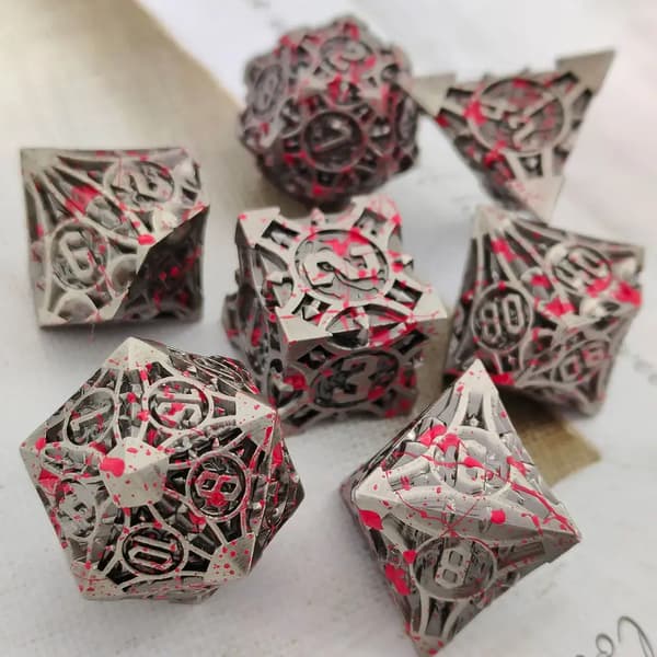RPG terning landskab efter kamp sæt med 7 metalterninger