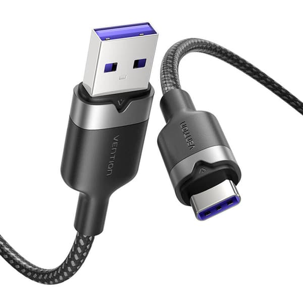 USB 2.0 A - USB-C 6A Vention CTOBF -kaapeli 1M (musta)