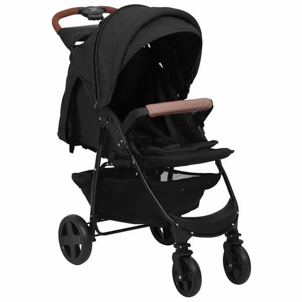 vidaXL 3-i-1 barnvagn, antracit, stål
