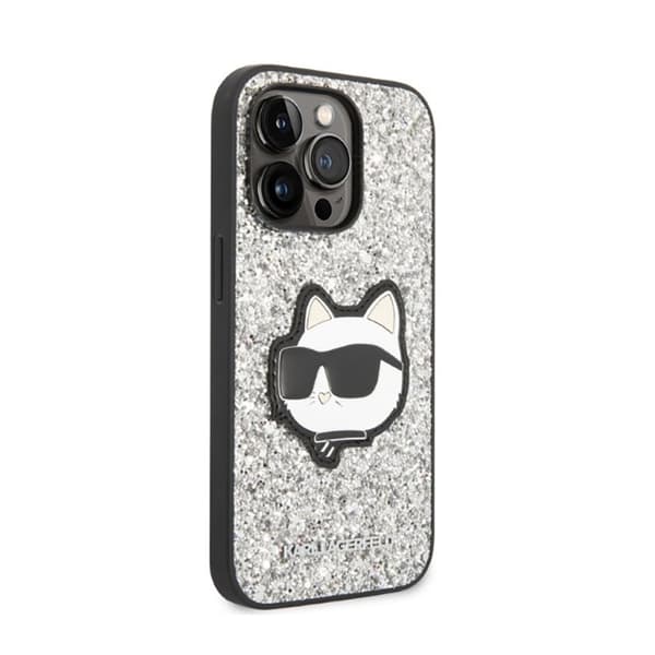 Karl Lagerfeld NFT Glitter Choupette Patch - iPhone 14 Pro Max cover (sølv)