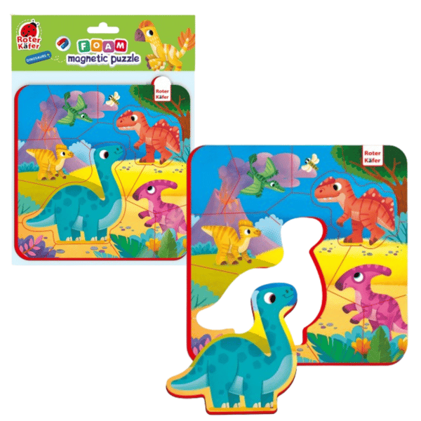 MAGNETISKT SKUMPUSSEL MED DINOSAURIER UTBILDNINGSSPEL FÖR BARN ROTER KAFER