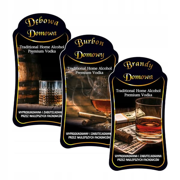 10x flasketiketter DĘBOWA BOURBON BRANDY FLASKOR ALKOHOL