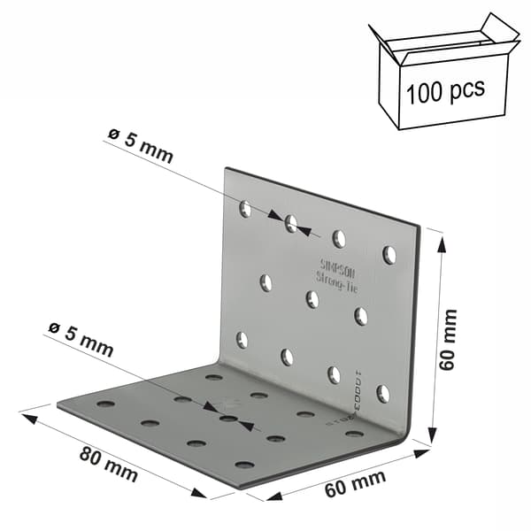 Perforeret vinkelforbindelse ANPS206680 60X60X2.0X80mm