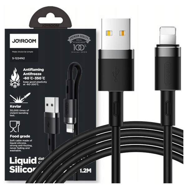 Kabel Joyroom flydende silikone datakabel N2 USB-A / Lightning 2.4A 1.2m - sort