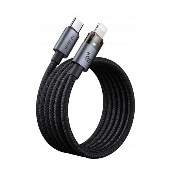 MCDODO USB-C KABEL HURTIG OPLADNING TIL IPHONE LIGHTNING 36W 1M LED SORT