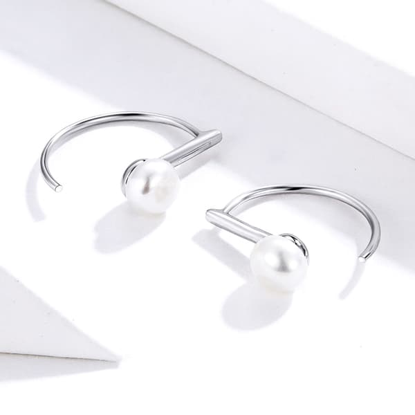 Silverörhängen med pärlor, öppna krokar, 925 silver