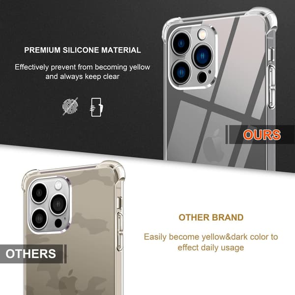 TRANSPARENT SILIKONEETUG TIL APPLE IPHONE 14 PRO MAX 3X HÆRDET GLAS
