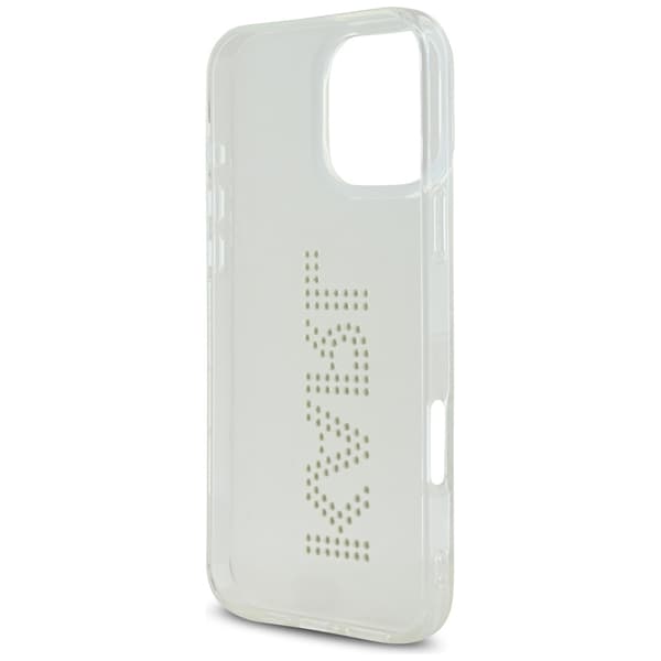 Karl Lagerfeld IML Strass Logo iPhone 16 Pro -kotelo, läpinäkyvä