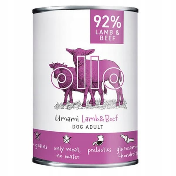 OLLO Umami vådfoder til hunde med lam og oksekød 8x400 g