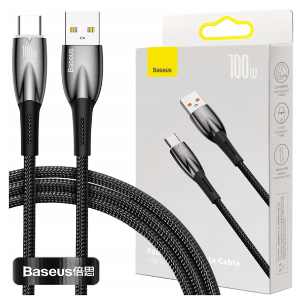 Baseus Glimmer USB til USB-C-kabel, 100W, 1m (sort)