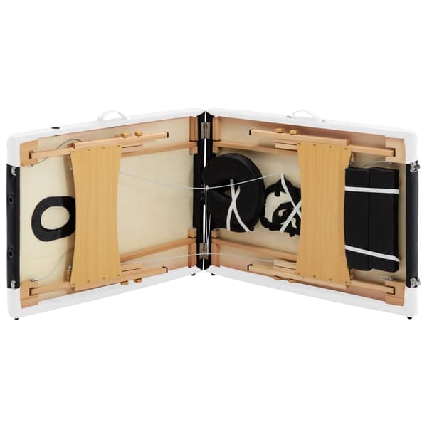 vidaXL foldbart massagebord, 2-zoner, træ, sort og hvid