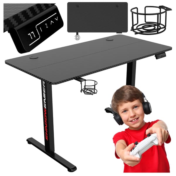 SHADOW GAMER 1.0 elektrisk gamingbord, sort, 120 cm