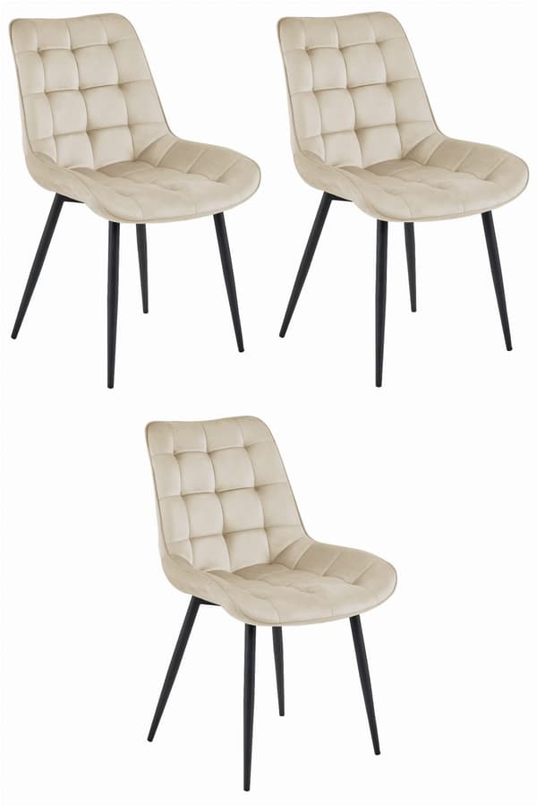 BERA stol - beige velour/sorte ben x 3