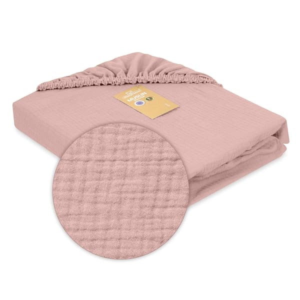 Muslin påslakan 70x140x10 cm puderrosa