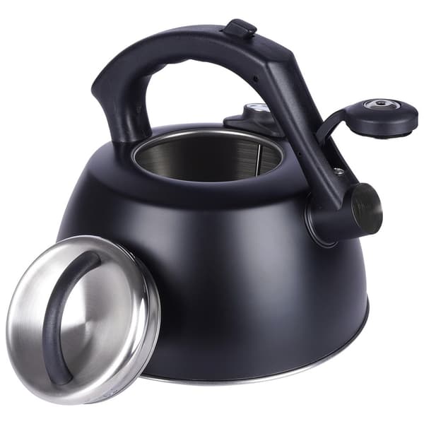 Sort stålkedel med fløjte og termometer 3 liter