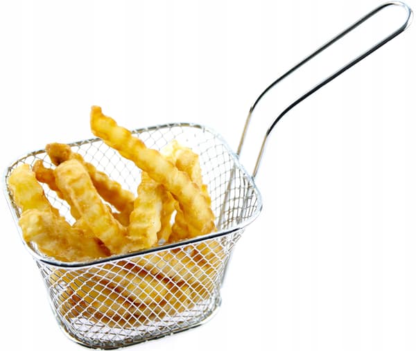 SERVERINGSKORG FÖR POMMES FRITES OCH SNACKS MINI STÅLKORG I SILVER