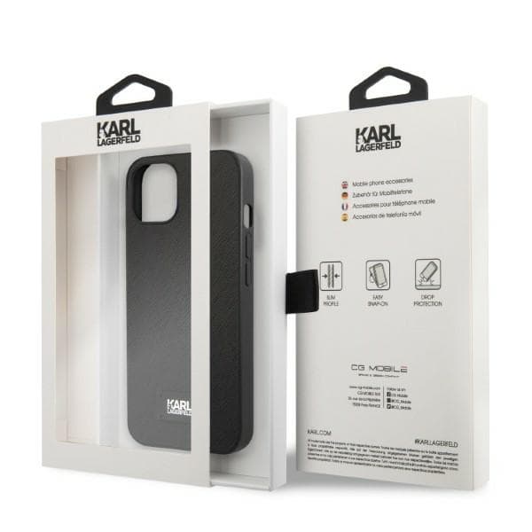 Karl Lagerfeld KLHCP13SSFMP2K iPhone 13 mini 5.4 hårdt cover sort/sort Saffiano Plaque