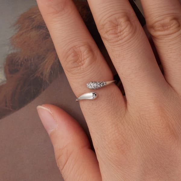Silver justerbar ring CRISTAL TEARFLOWER 925 silver