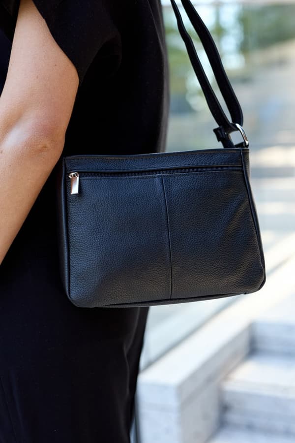 Dame Læder Messenger Taske Elegant Sort Beltimore L42