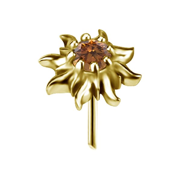 Trycklock - sol med champagnefärgad zirkon - guld - PI-063