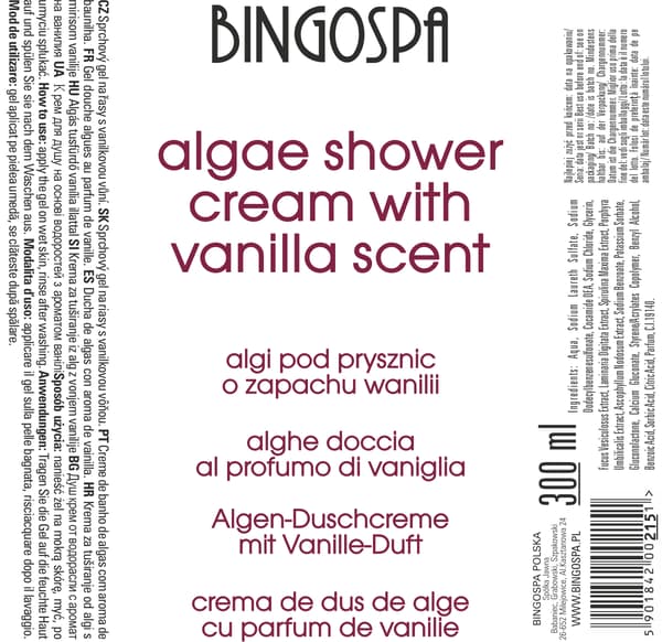 BINGOSPA vaniljantuoksuinen suihkulevä