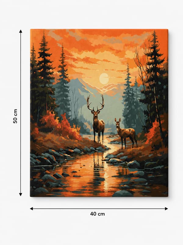 Målning med siffror med ram elegant hjort 50x40 cm
