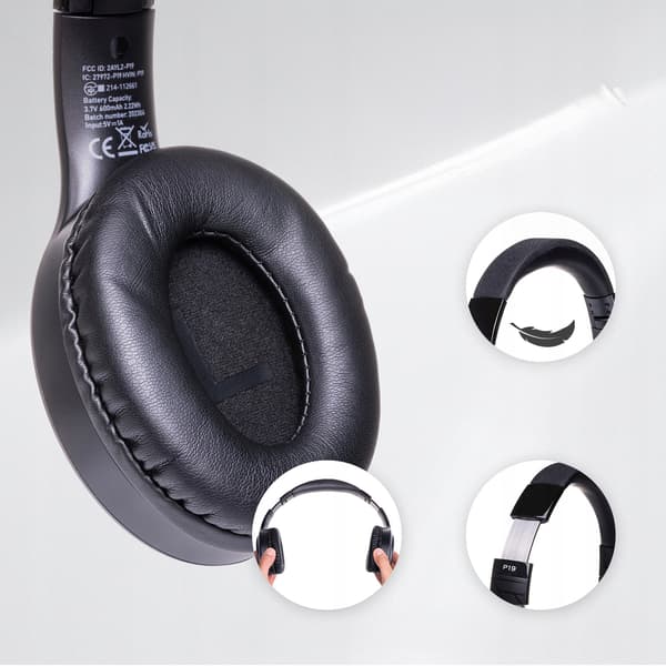 PowerLocus P19 Bluetooth-hovedtelefoner med 4 EQ-tilstande, 60 timer, foldbare med etui