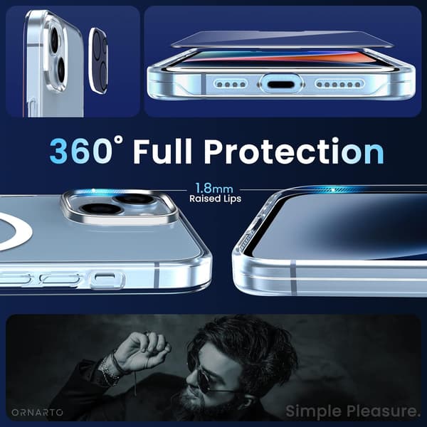 ETUI TIL APPLE IPHONE 14 PLUS KLAR + 2x HÆRDET GLAS