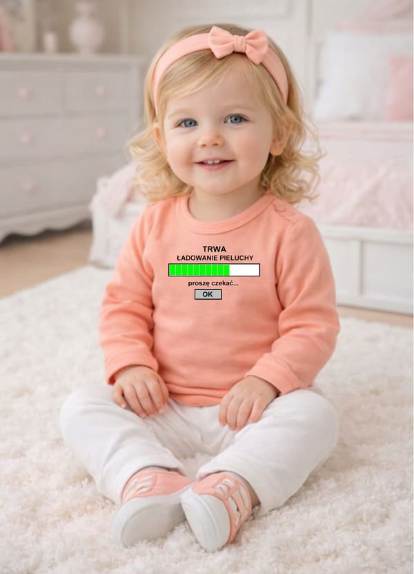 Flickbody 98-tryck "Blöjladdning" 100 % bomull PUDDERROSA