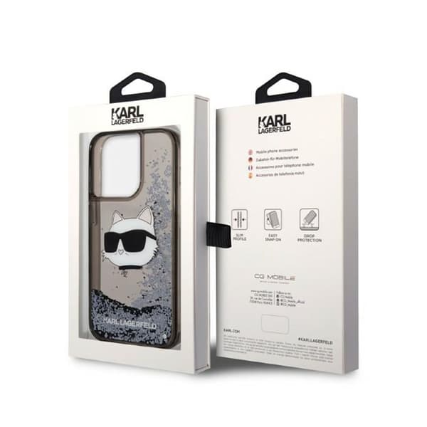 Karl Lagerfeld Liquid Glitter NFT Choupette Head - iPhone 14 Pro cover (sort)