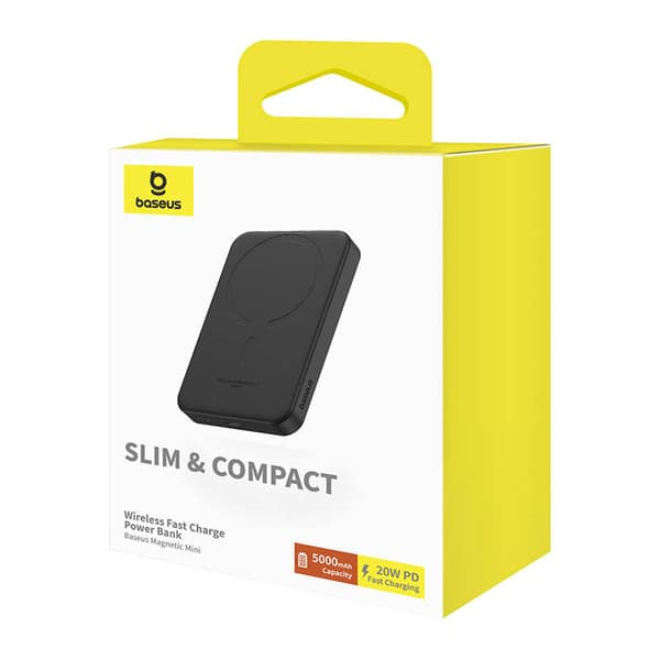 Baseus Magnetisk Mini Powerbank 5000mAh, USB-C 20W (Sort)