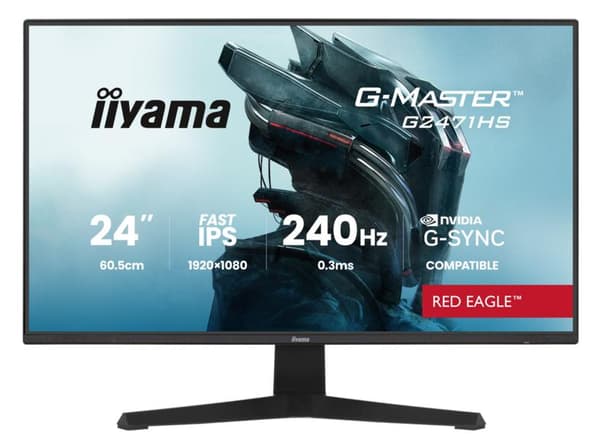 IIYAMA G-Master G2471HS-B1 Red Eagle Skærm 23,8 IPS 0,3 ms 240 Hz G-Sync HDR10 Sort