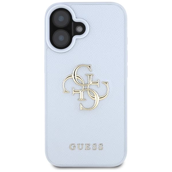 Guess Grained Big 4G Logo Small Classic Logo - Etui til iPhone 16 (blå)