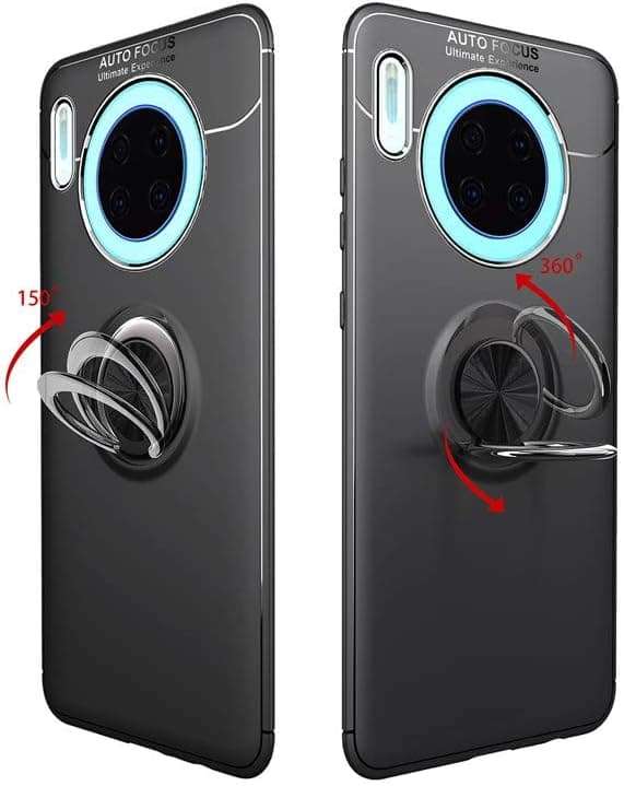 COVER TIL HUAWEI MATE 30 SORT SILIKONE BAGSIDER MED RING