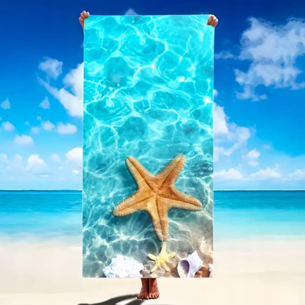 Strandhåndklæde Ocean Sommer Mikrofiber Hurtigtørrende 3D 150x75 cm