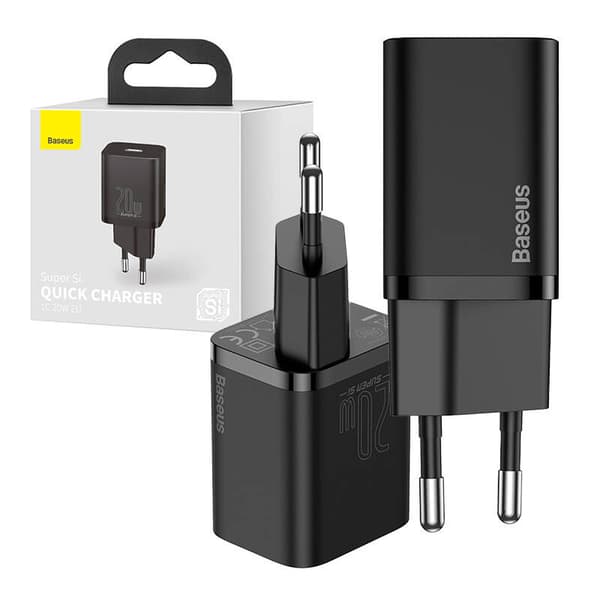 Baseus Super Si Hurtigoplader 1C 20W Vægoplader (Sort)
