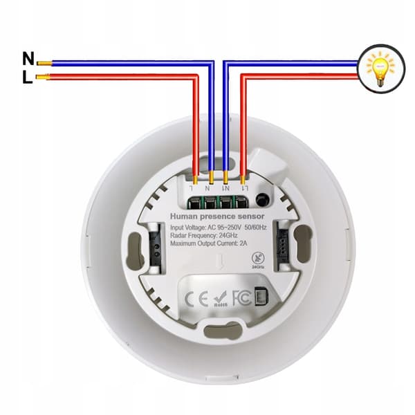 RTX Mikrobølgesensor WiFi Tilstedeværelsessensor TUYA Smart 230V Overflademonteret