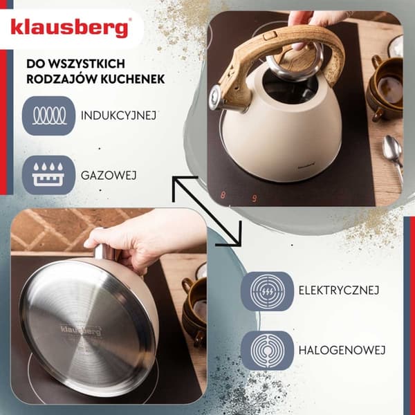 STÅLKEDEL MED FLØJTE 2,5L KLAUSBERG KB-7954
