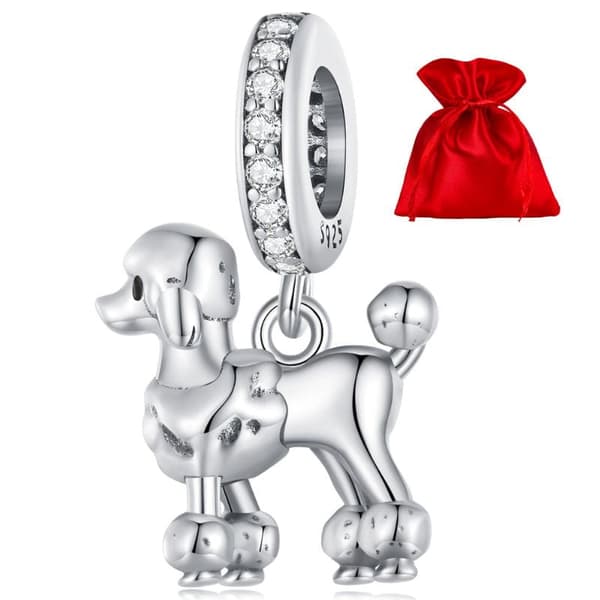 Pudel silver berlock hänge pärlor