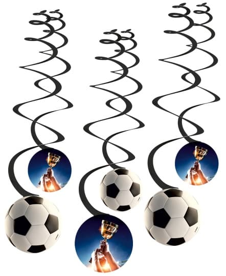 Dekorative hvirvler til fodboldfans 60 cm 6 stk.
