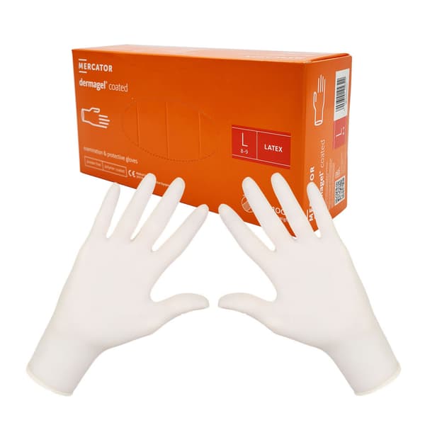 Latexhandsker L Mercator Dermagel-belagte 100 stk.