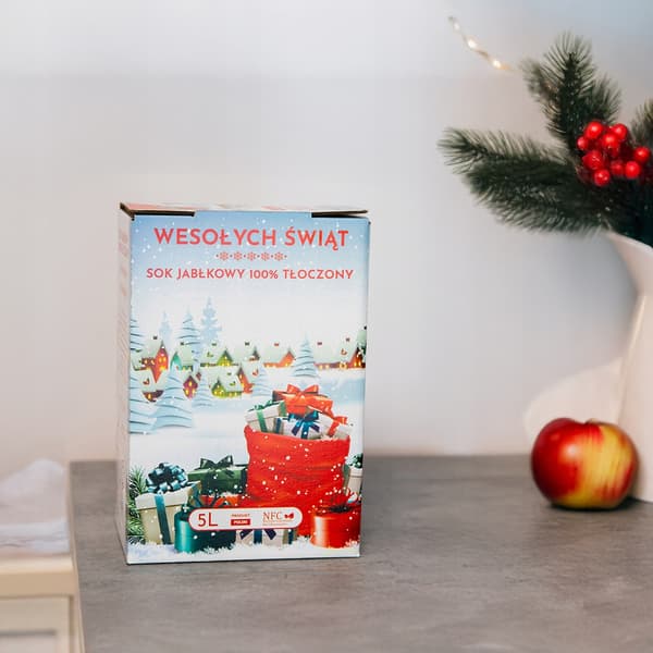 Juleæblejuicekarton 100% presset 5L Til julegaver