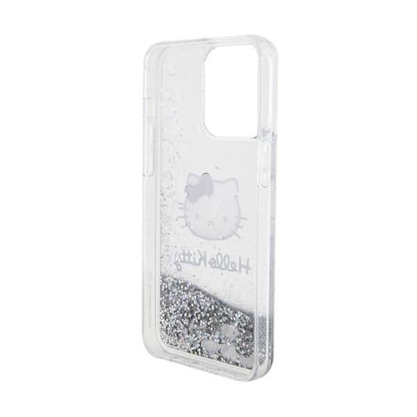 Hello Kitty Liquid Glitter Charms Kitty Head - iPhone 15 Pro Max cover (sølv)
