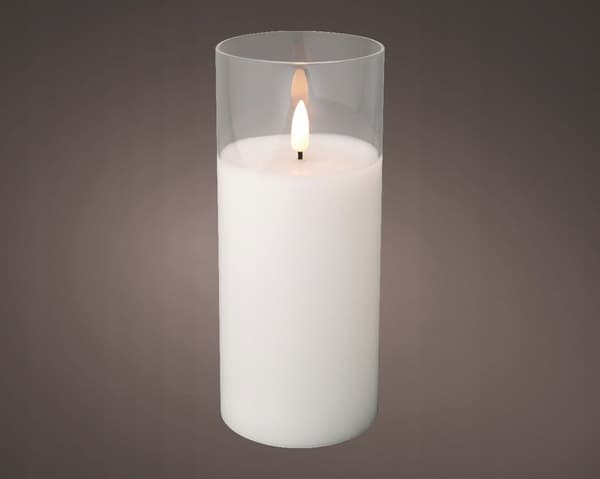 Dekorativ LED-lys i glas hvid 15 cm