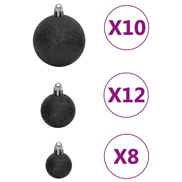 vidaXL 111-delars julgranskulor, svart, polystyren